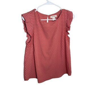 Monteau Blouse Women's Medium Short Sleeve Printed Ruffle Boho Top Shirt